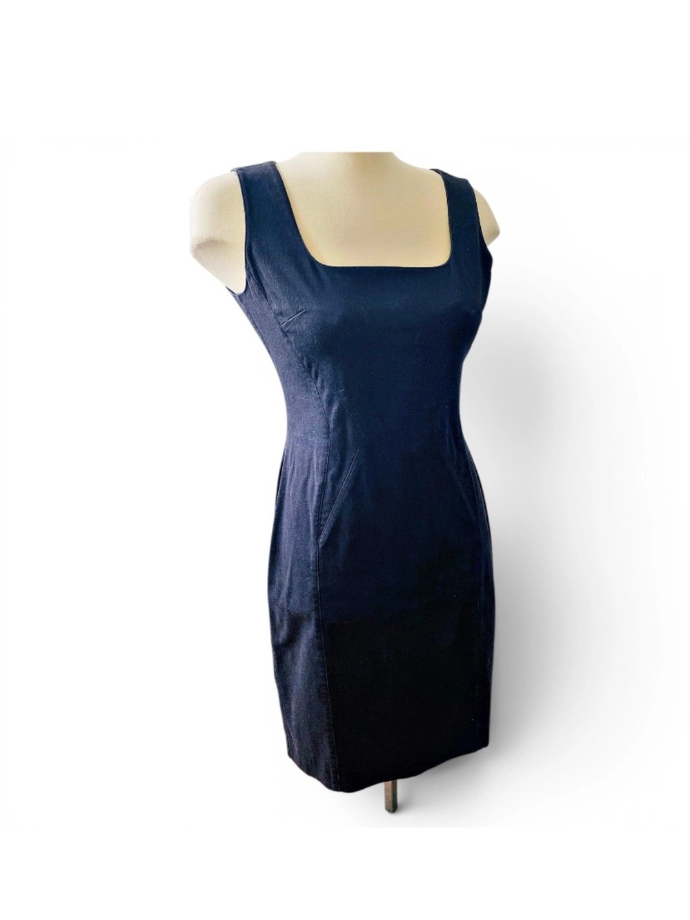 🛍️Dolce & Gabbana Authentic Black Soft Denim Vintage Y2K Square-Neck Midi Dress